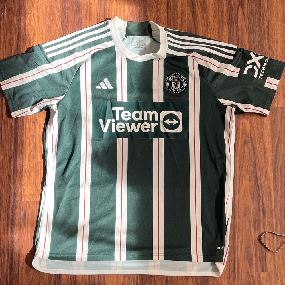 Manchester United Green and White Striped Jersey